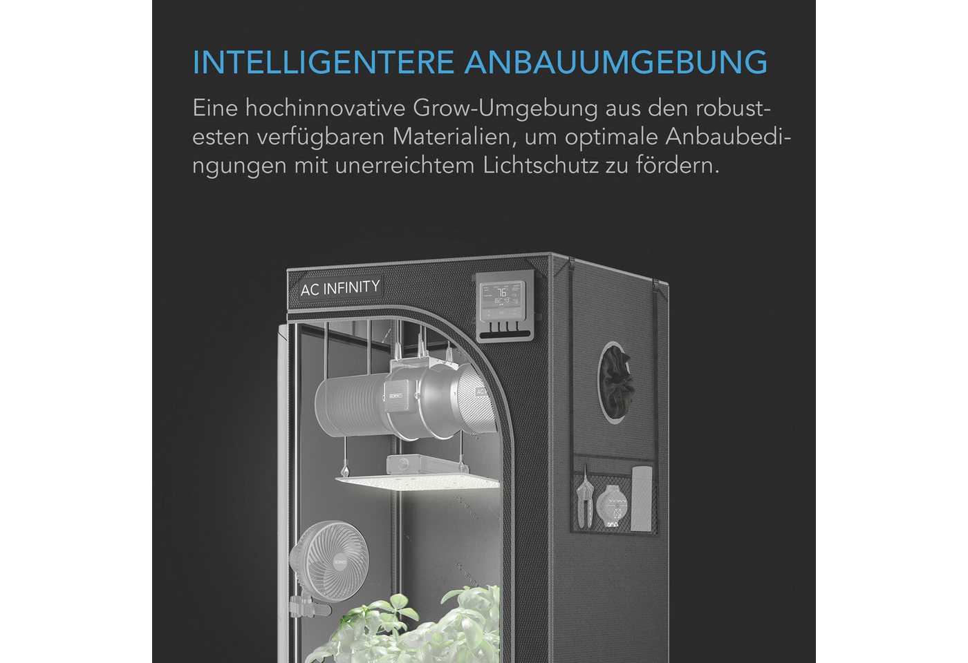 AC INFINITY Gewächshaus AC Infinity CLOUDLAB Advance Growzelt, BxTxH: 60 x 60 x 120 cm, BxLxH: 60 x 60 x 120 cm, CLOUDLAB 422 Gen 2 mit 2000D Mylar Bild 2