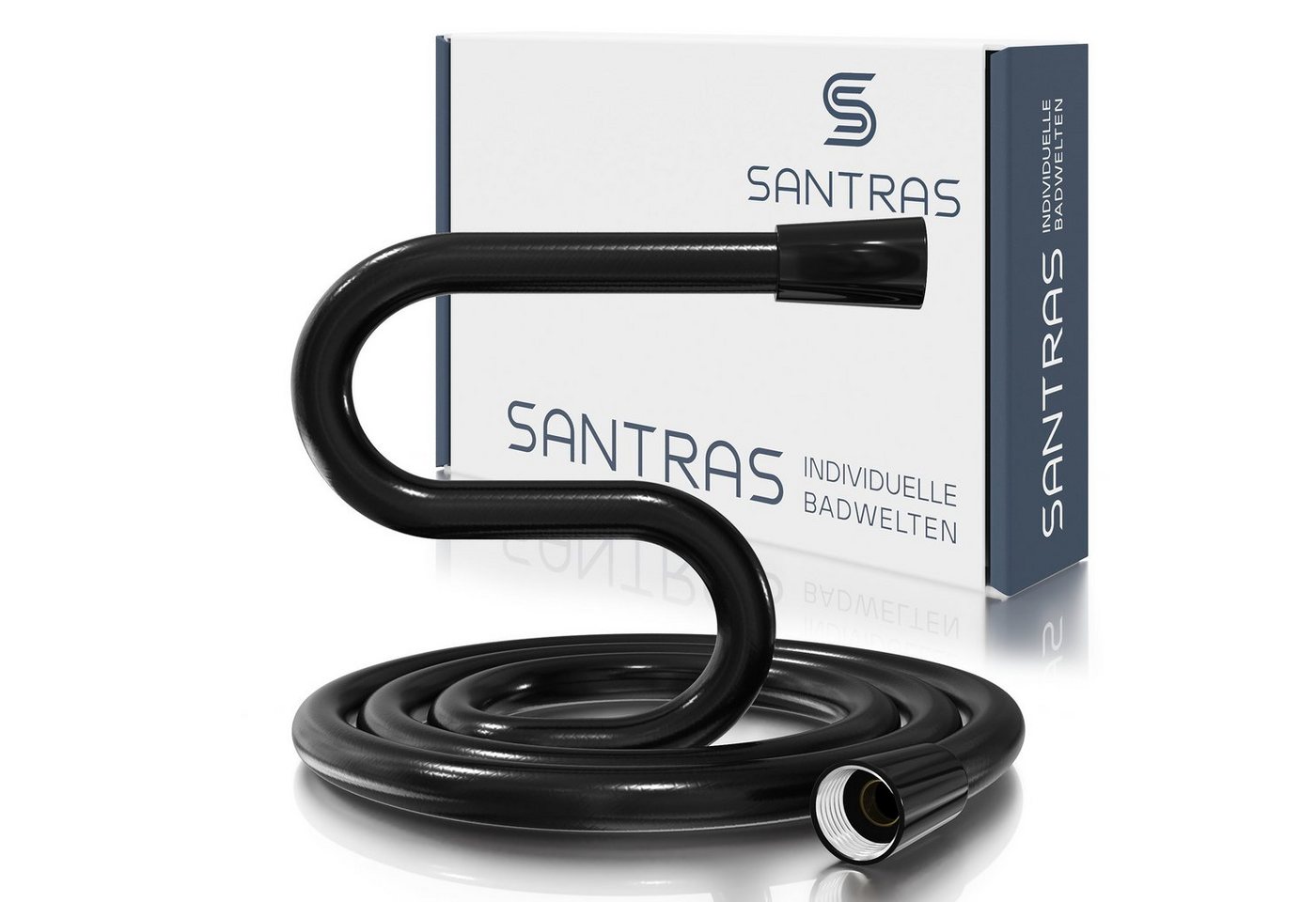 Santras Brauseschlauch Duschschlauch aus Kunststoff 1/2" in Schwarz (1,25, 1,50, 2,00 m)