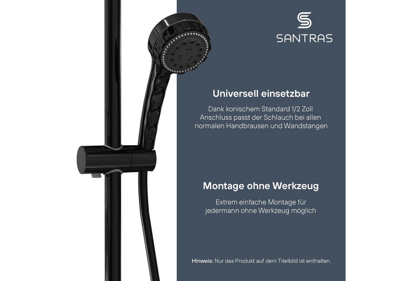 Santras Brauseschlauch Duschschlauch aus Kunststoff 1/2" in Schwarz (1,25, 1,50, 2,00 m) Bild 5