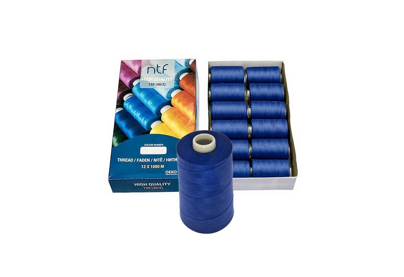 maDDma 1 Spule Nähgarn Polyester 40/2 120er 1000m Nähgarn, 1000 m, A794 blau