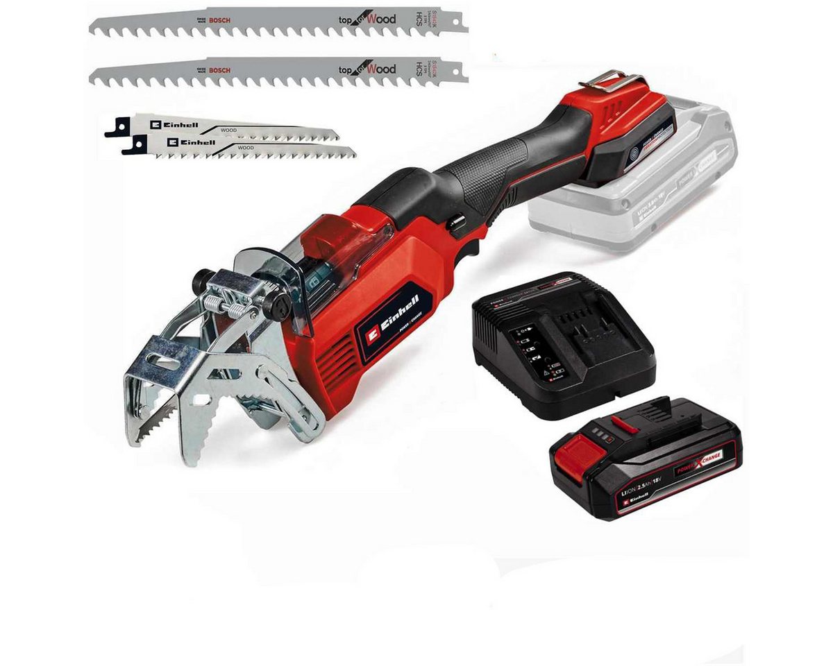 Einhell Akku-Säbelsäge Astsäge GE-GS 18 Li – 18 V & Akku 2,5 Ah + 2 Extra Sägeblätter Holz Bild 3