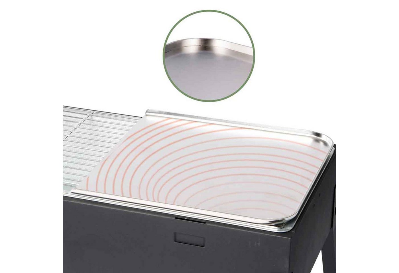 BURI Grillplatte Plancha Grillplatte Edelstahl Grillfläche rostfrei 33x33,5 cm antihaft