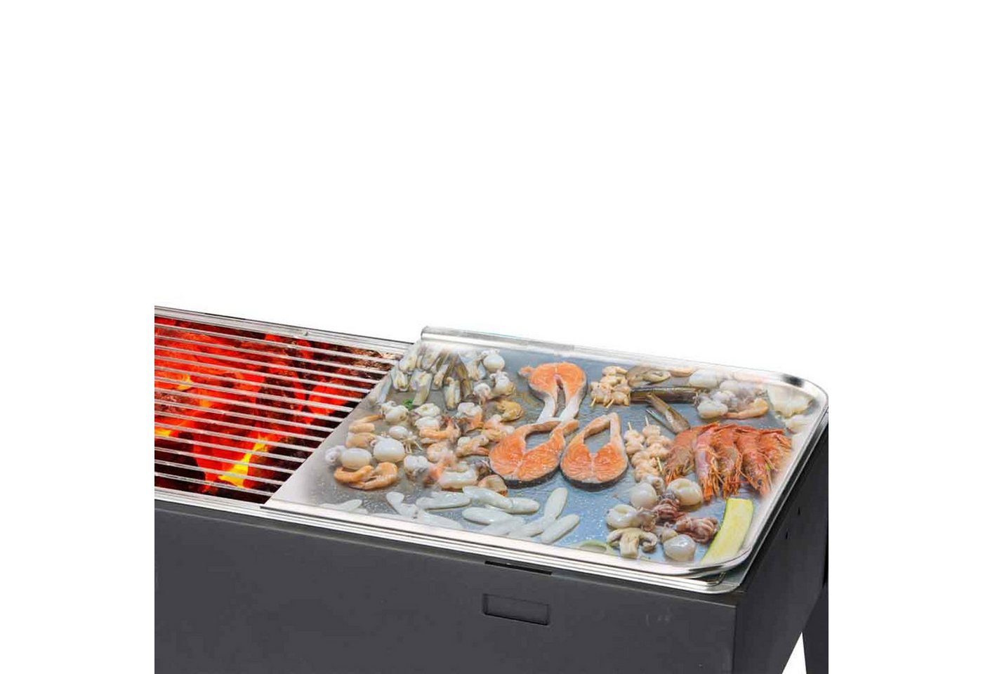 BURI Grillplatte Plancha Grillplatte Edelstahl Grillfläche rostfrei 33x33,5 cm antihaft Bild 3