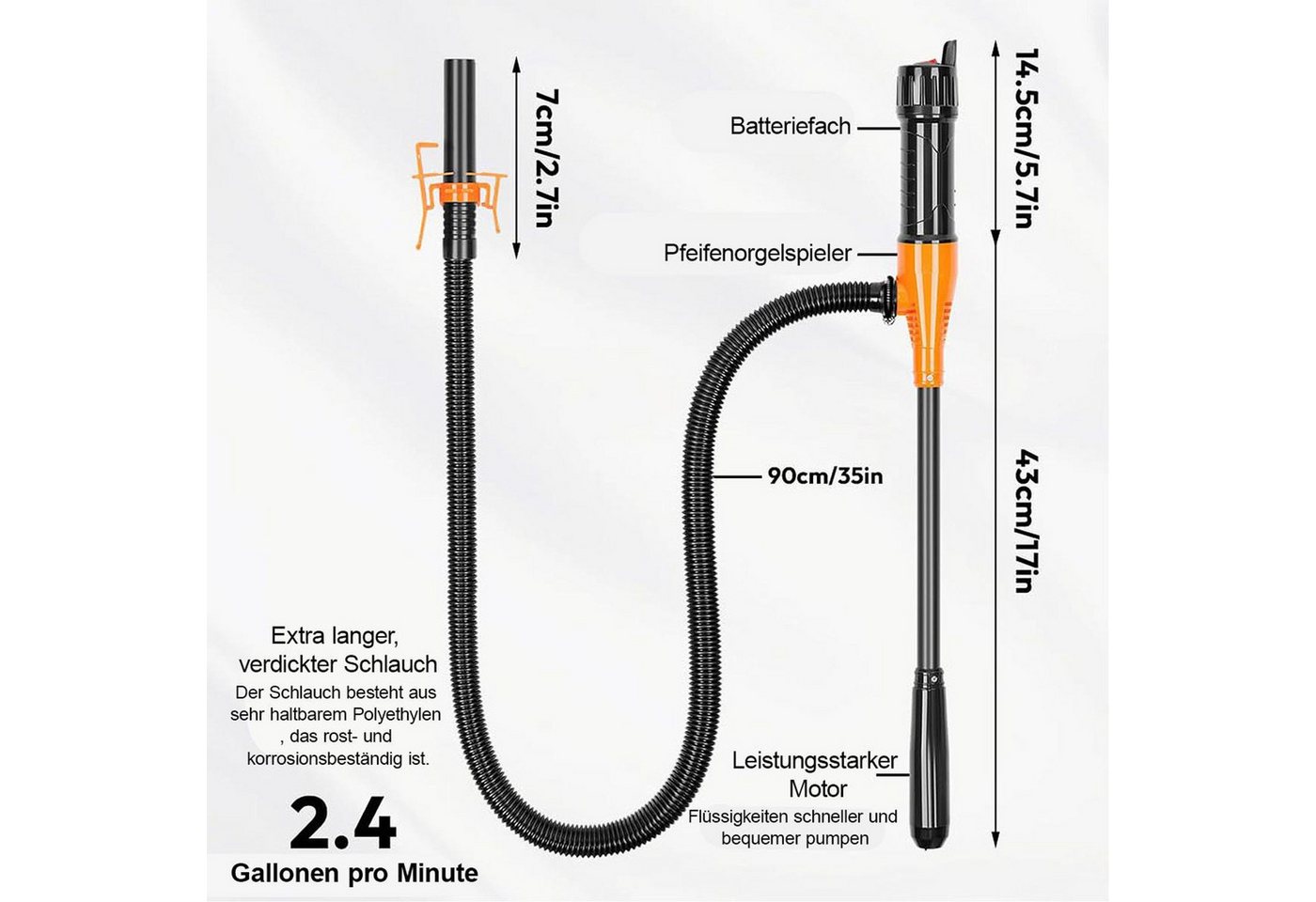 FELIXLEO Elektropumpe Elektrische Siphonpumpe Transferpumpe Benzinpumpe für Kanister