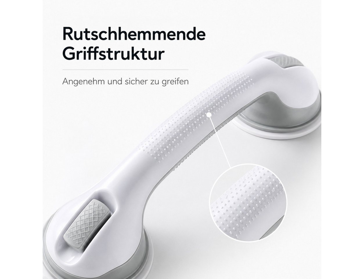 JASLIFE Haltegriff Haltegriff mit Saugnapf 42 cm, rutschfest, ohne Bohren für Bad & WC, Sicherer Halt auch bei Nässe, jederzeit abnehmbar Bild 3