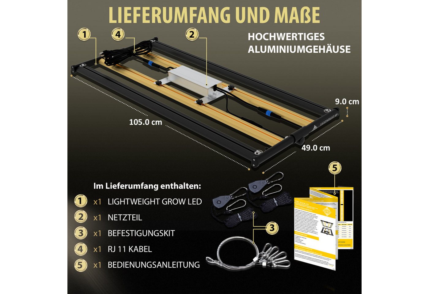THE HOOKAH Pflanzenlampe LED-Pflanzenlampe mit Samsung-Dioden, Vollspektrum UV & IR Bild 3