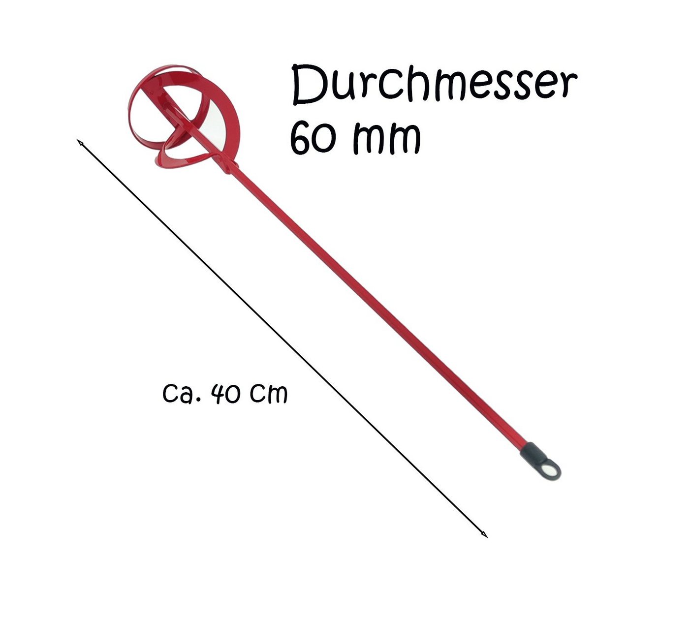 varivendo Rührquirl Rührmixer rot 60 mm, Ø 6 mm, L: 40 cm, (Stück, 1-St., Rührmixer) Rondenrührer Dispersionsrührer Lackrührer Bild 2