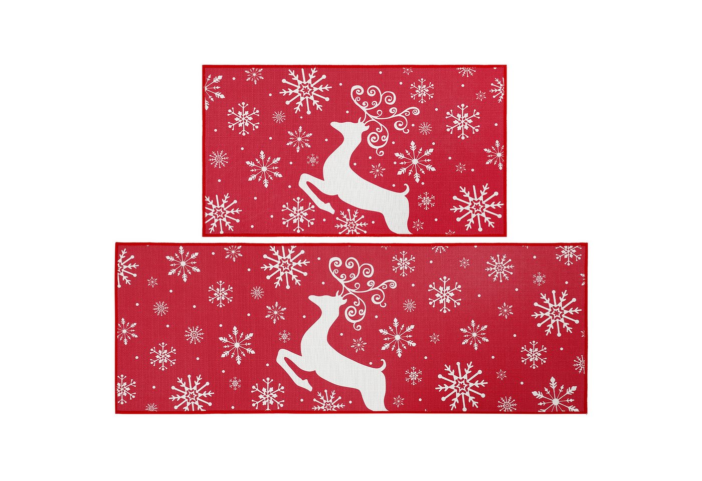 GarveeMore Küchenläufer Weihnachten Küchenteppich Set 40x60cm + 40x120cm, rutschfest, waschbar, festliches Motiv für Küche & Eingang,Innenbereich Bild 5