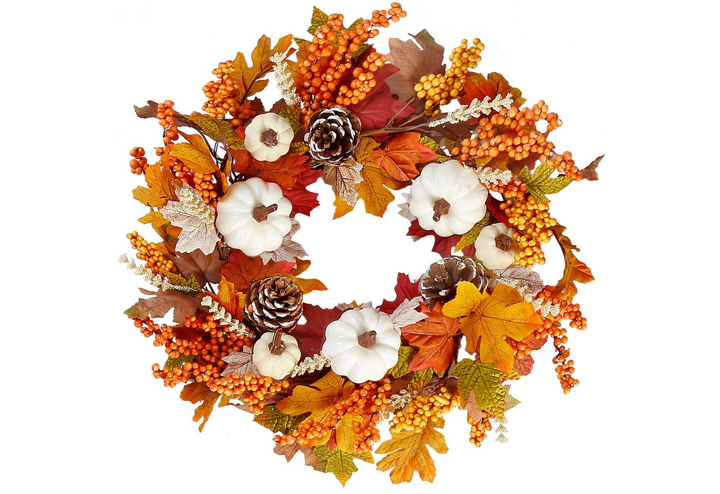 Sorvyzxn Dekokranz 45 cm Realistischer Herbstkranz, Herbst-Haustürkranz, Türkranz, für Halloween Erntedankfest Innen- und Außendekoration Mehrfarbig Bild 4