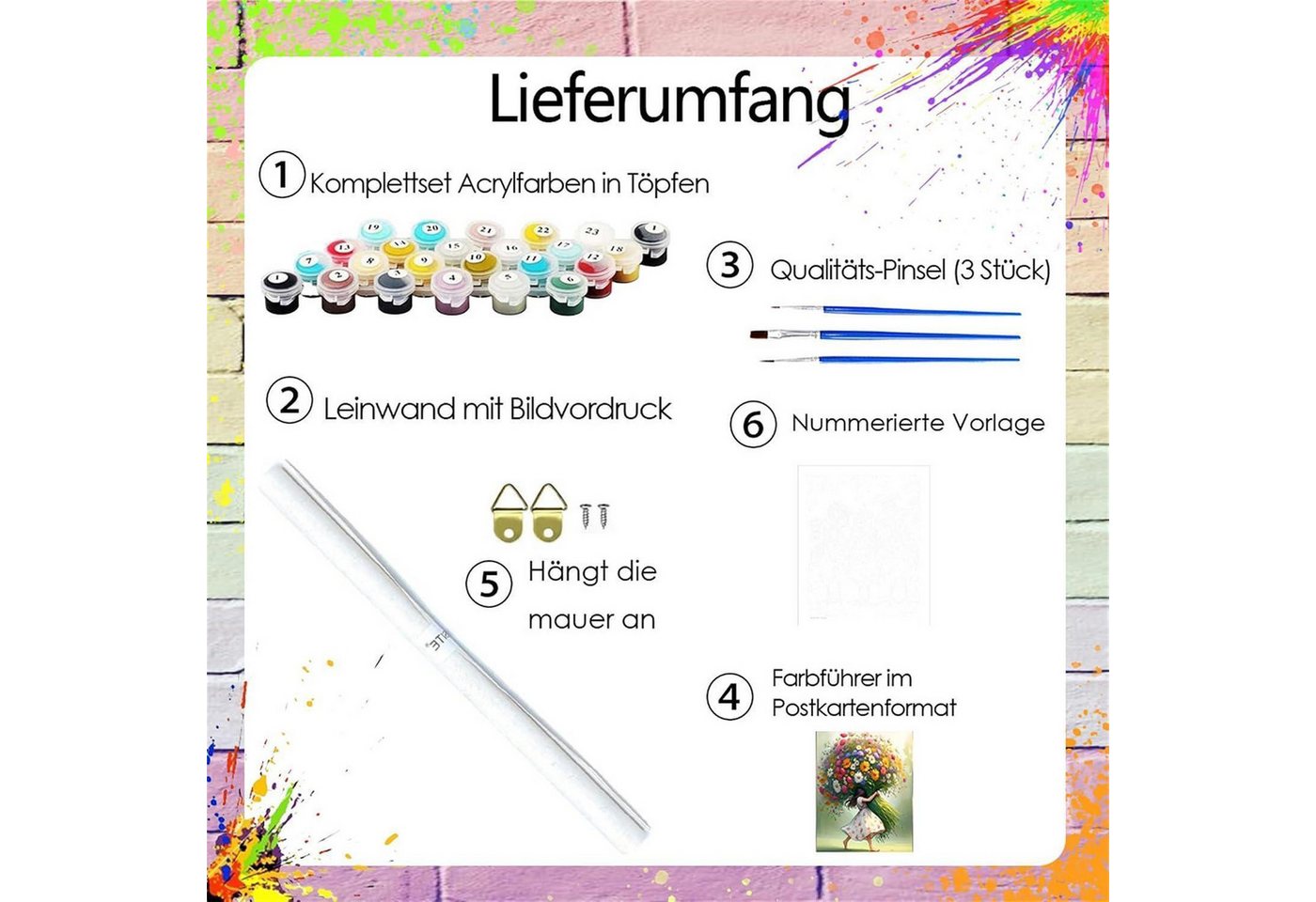 LuxusKollektion Malen nach Zahlen Malen nach Zahlen Blumen & Mädchen Set Bild 2