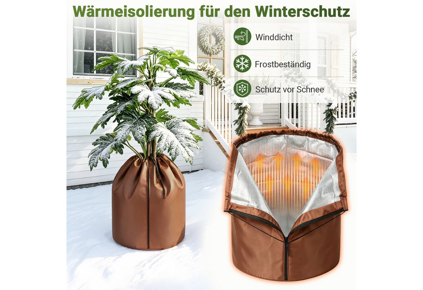 Clanmacy Winterschutzvlies 2er Winterschutz Pflanzen 70x65 cm Braun für Bäume Sträucher