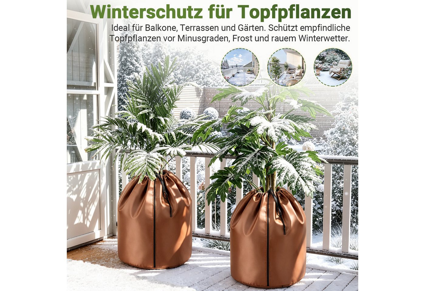 Clanmacy Winterschutzvlies 2er Winterschutz Pflanzen 70x65 cm Braun für Bäume Sträucher Bild 2