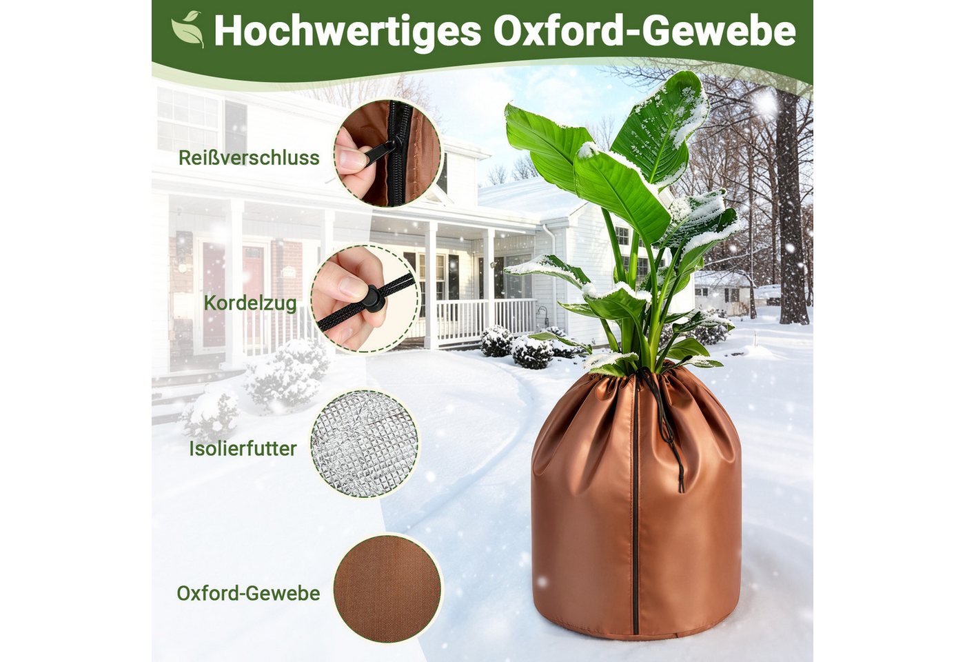 Clanmacy Winterschutzvlies 2er Winterschutz Pflanzen 70x65 cm Braun für Bäume Sträucher Bild 5