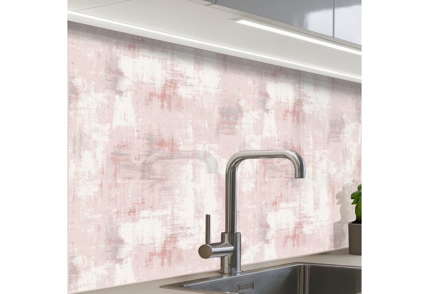 KitchenYeah Küchenrückwand Muster selbstklebend (keine Folie) Pinselstreifen - Verblasst - Rosa, (1-tlg), Spritzschutz, Küche, Rückwand, Küchenwand, Küchenfront, 30x20 cm Bild 3