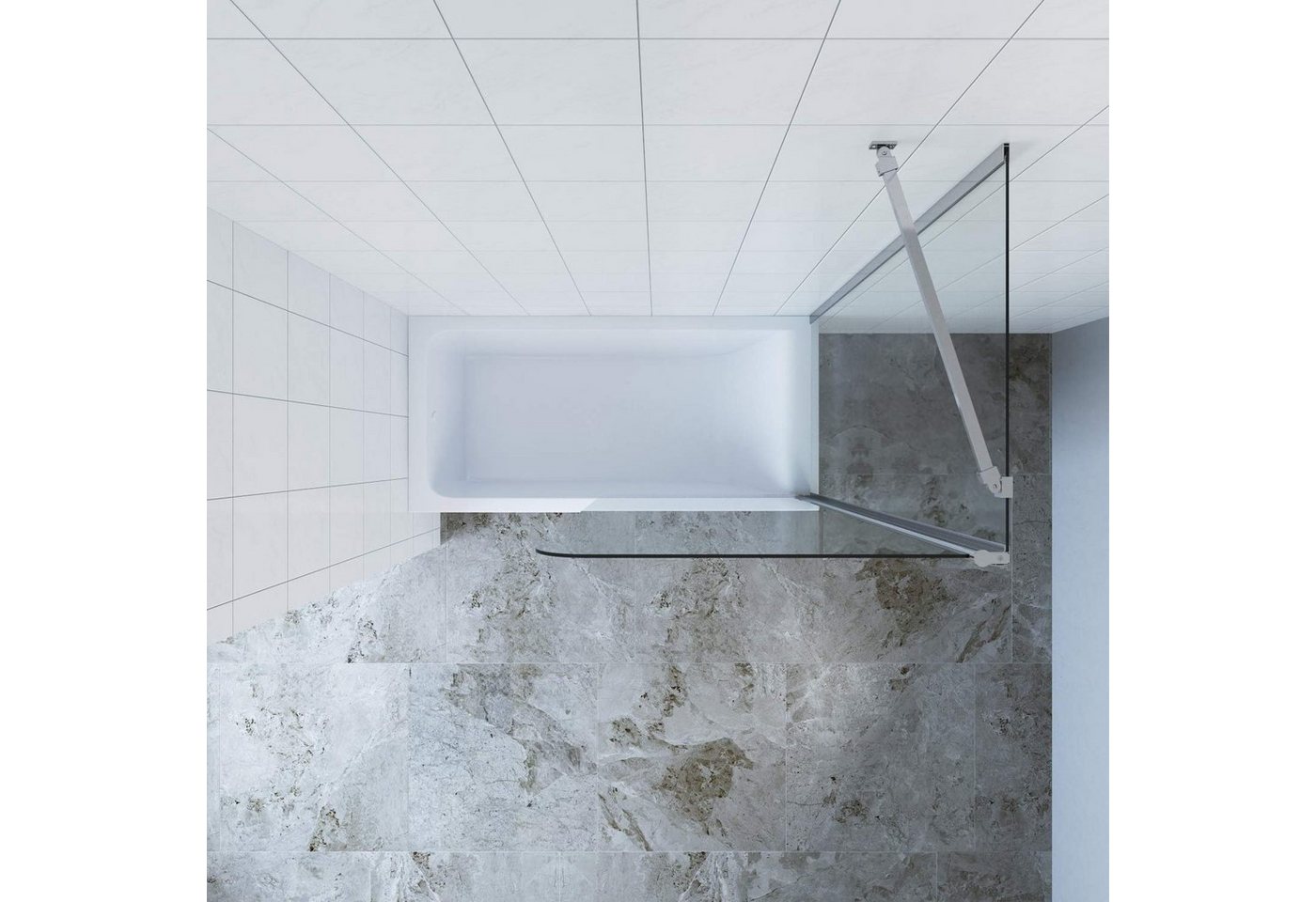 AQUABATOS Badewannenaufsatz Duschabtrennung für Badewanne Badewannenaufsatz Duschwand