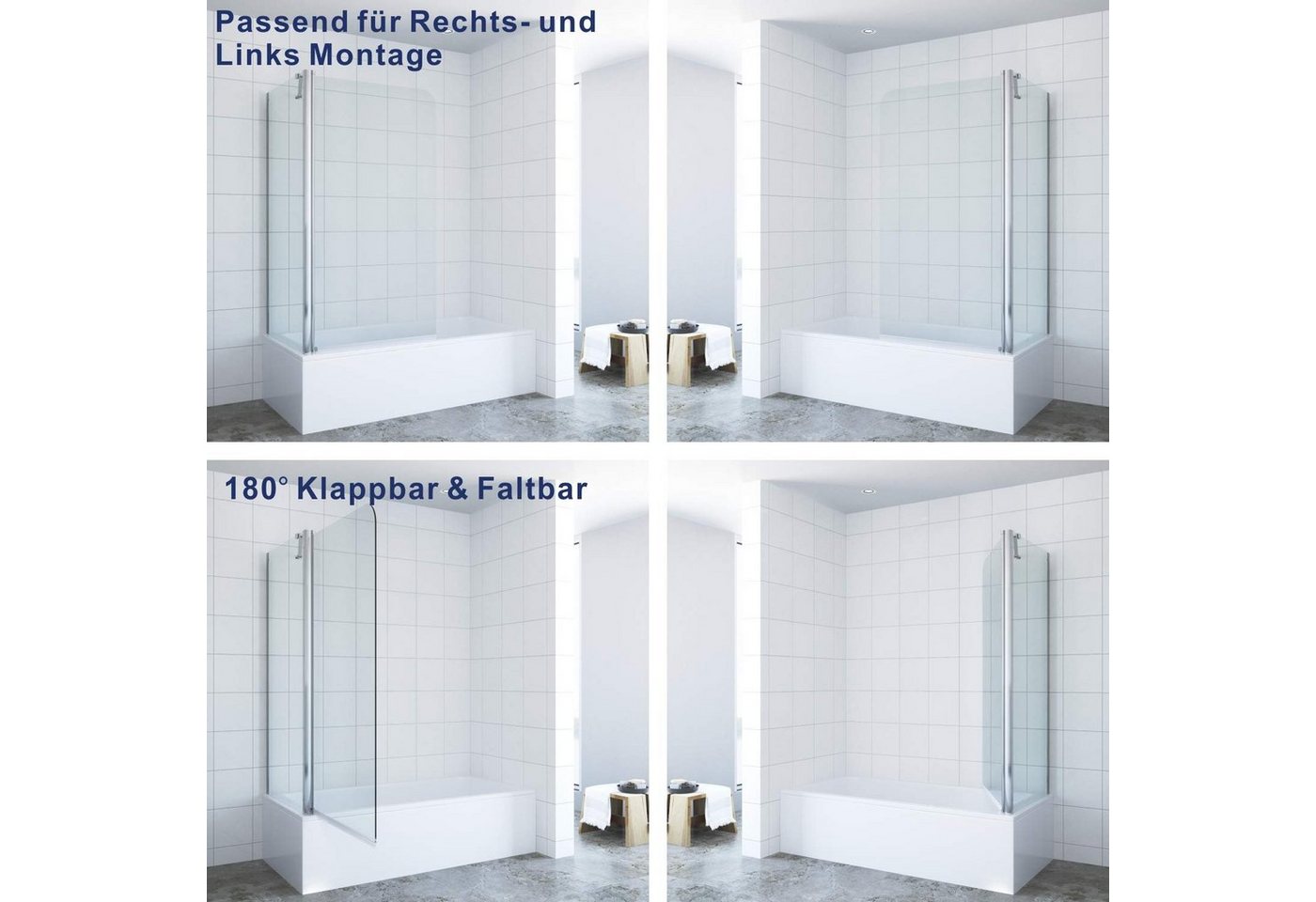 AQUABATOS Badewannenaufsatz Duschabtrennung für Badewanne Badewannenaufsatz Duschwand Bild 3