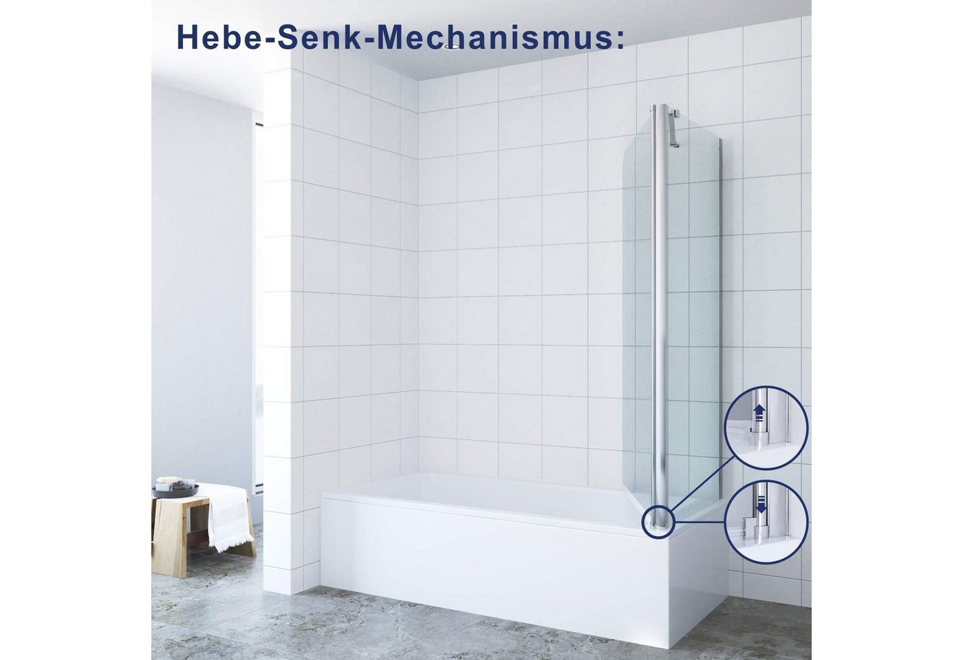 AQUABATOS Badewannenaufsatz Duschabtrennung für Badewanne Badewannenaufsatz Duschwand Bild 4