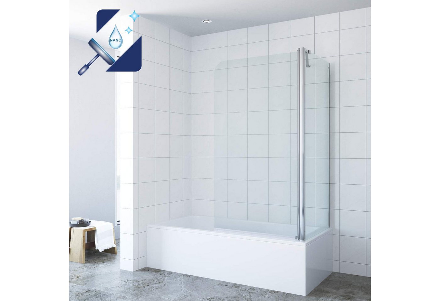 AQUABATOS Badewannenaufsatz Duschabtrennung für Badewanne Badewannenaufsatz Duschwand Bild 5
