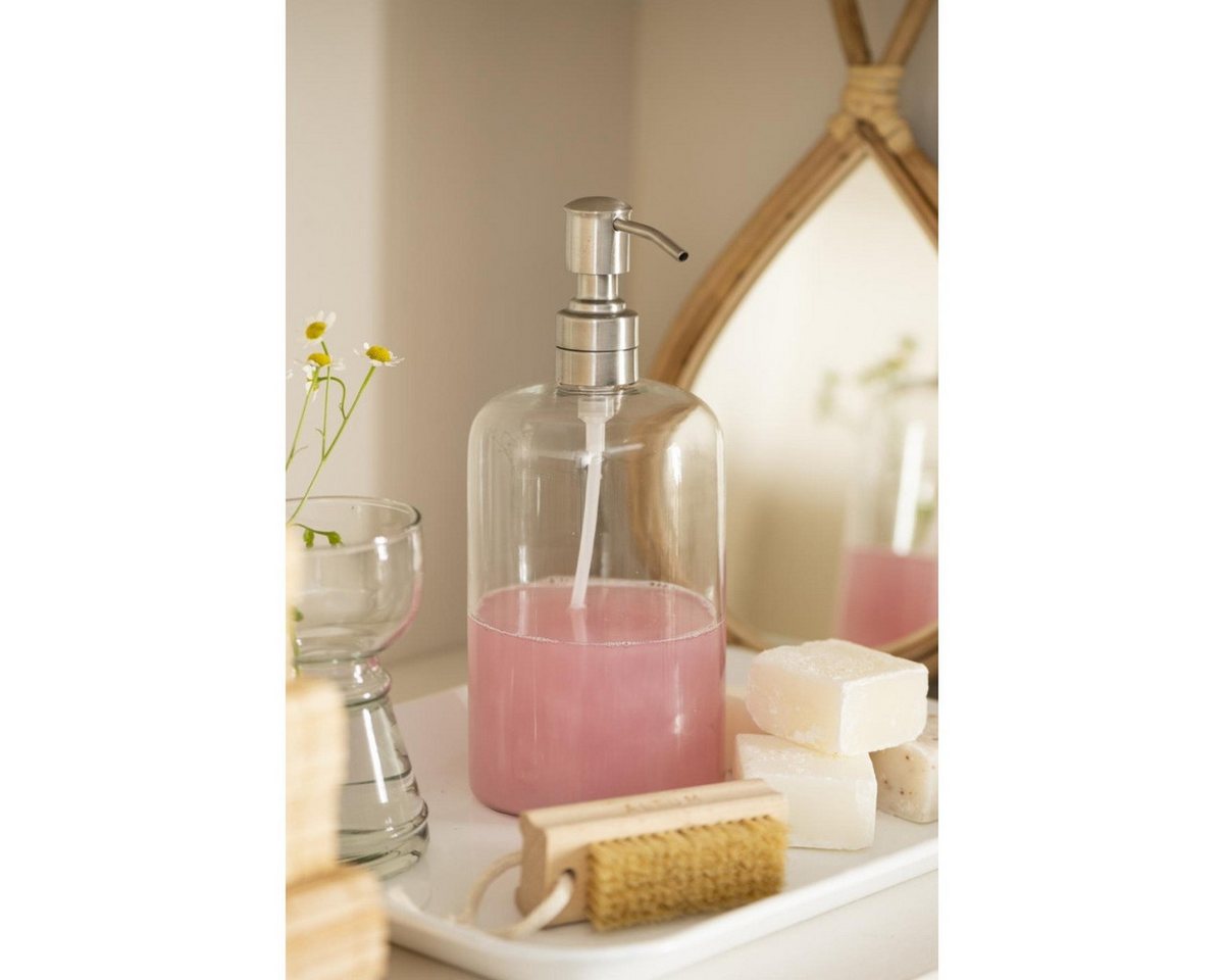 Ib Laursen Seifenspender aus Glas mit Edelstahlpumpe, nachfüllbar Höhe 23 cm, Ø 10 cm Bild 3