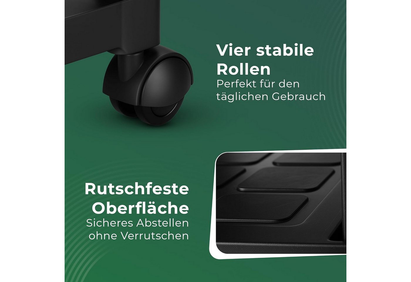 Novaliv Regalwagen 31149-1x, Novaliv Rollwagen mit 4 Etagen Schwarz, Badezimmer-Regal Badregal Bad Bild 3