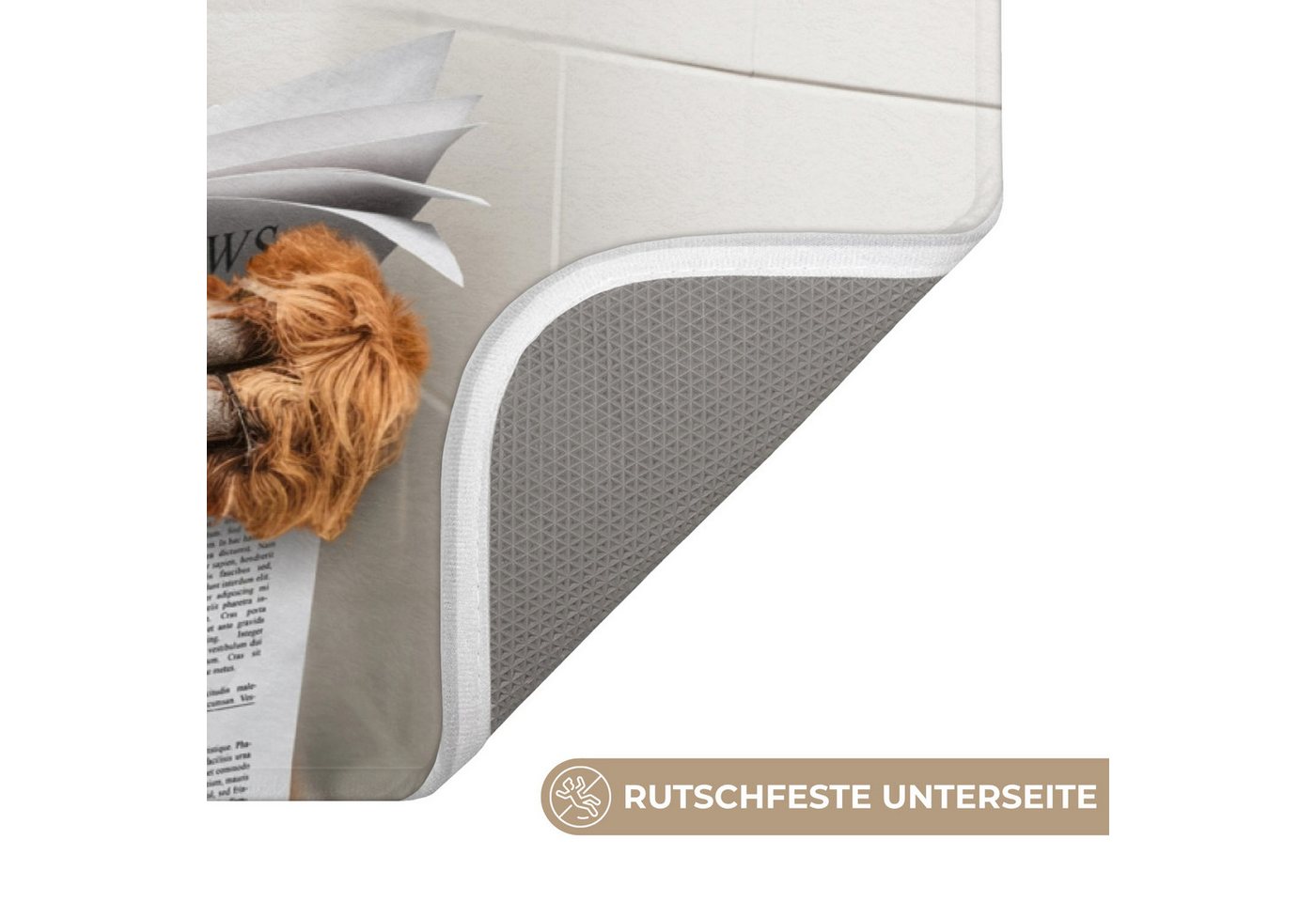 OnlyWow Badematte Schottischer Highlander - Tier - Zeitung - Toilette, Höhe 10 mm, Polyester, Rechteckig, Badezimmerteppich, Badteppich, Rutschfest, Badvorleger, Waschbar Bild 5