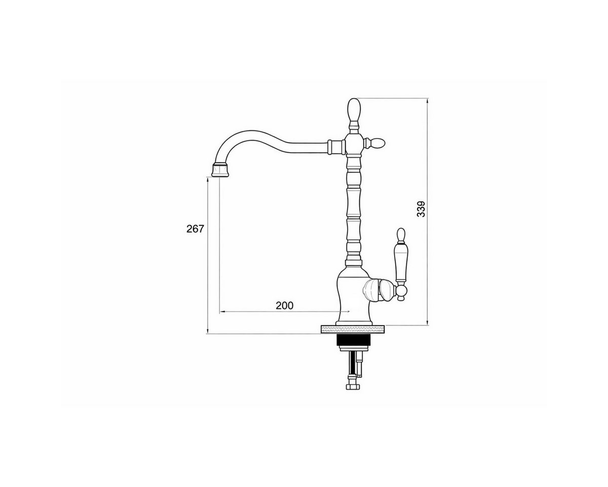 Melvion Küchenarmatur Retro Küchenarmatur Chrom 360 Messing Wasserhahn