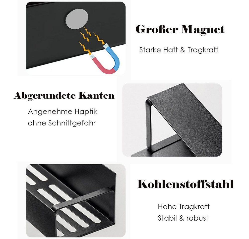 AFKSMILE Gewürzregal 2 Stück Kühlschrank Regal Magnetisch mit 4Haken für Küche Aufbewahrung, 2-tlg., Metall Magnetisches Gewürzregal Magnetic Spice Rack für Organisation Bild 5