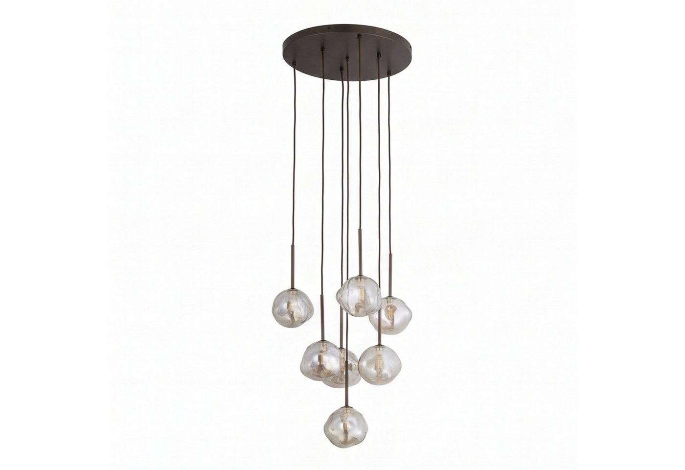 Licht-Erlebnisse Pendelleuchte UMERA, ohne Leuchtmittel, Glas Metall G9 485 cm breit H: max. 150 cm Braun Cognac Modern