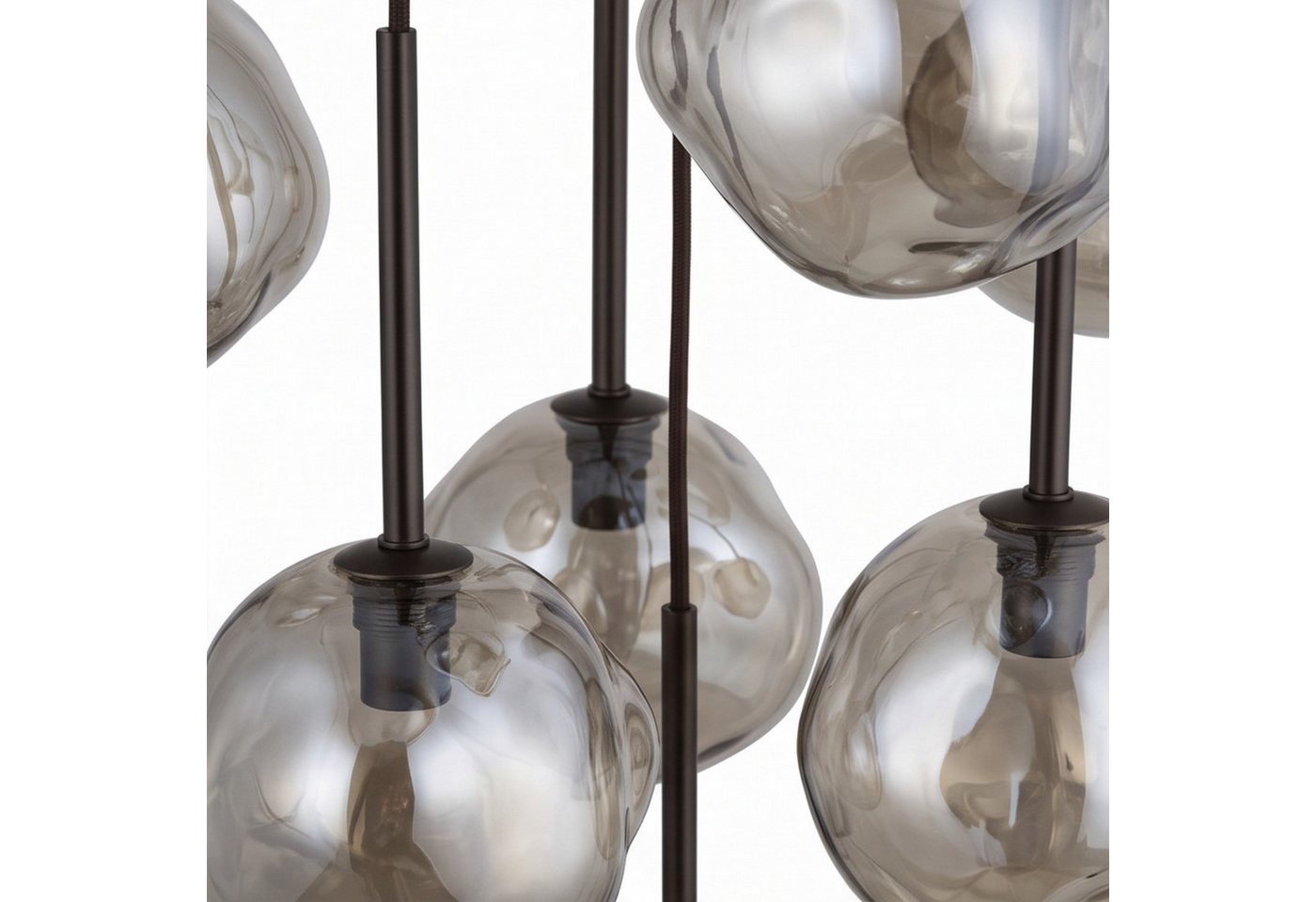 Licht-Erlebnisse Pendelleuchte UMERA, ohne Leuchtmittel, Glas Metall G9 485 cm breit H: max. 150 cm Braun Cognac Modern Bild 4
