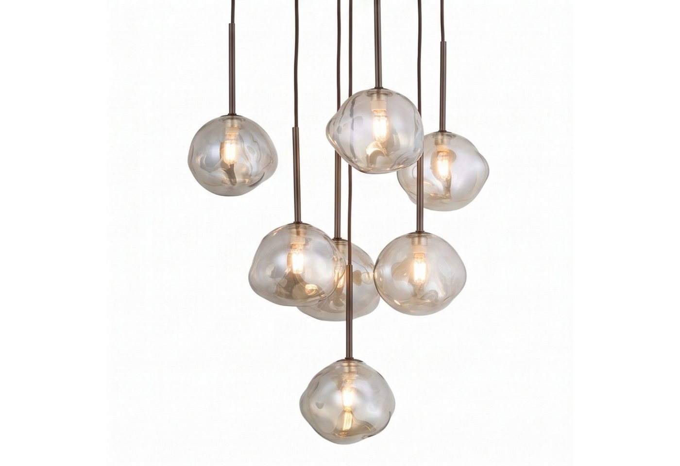 Licht-Erlebnisse Pendelleuchte UMERA, ohne Leuchtmittel, Glas Metall G9 485 cm breit H: max. 150 cm Braun Cognac Modern Bild 5