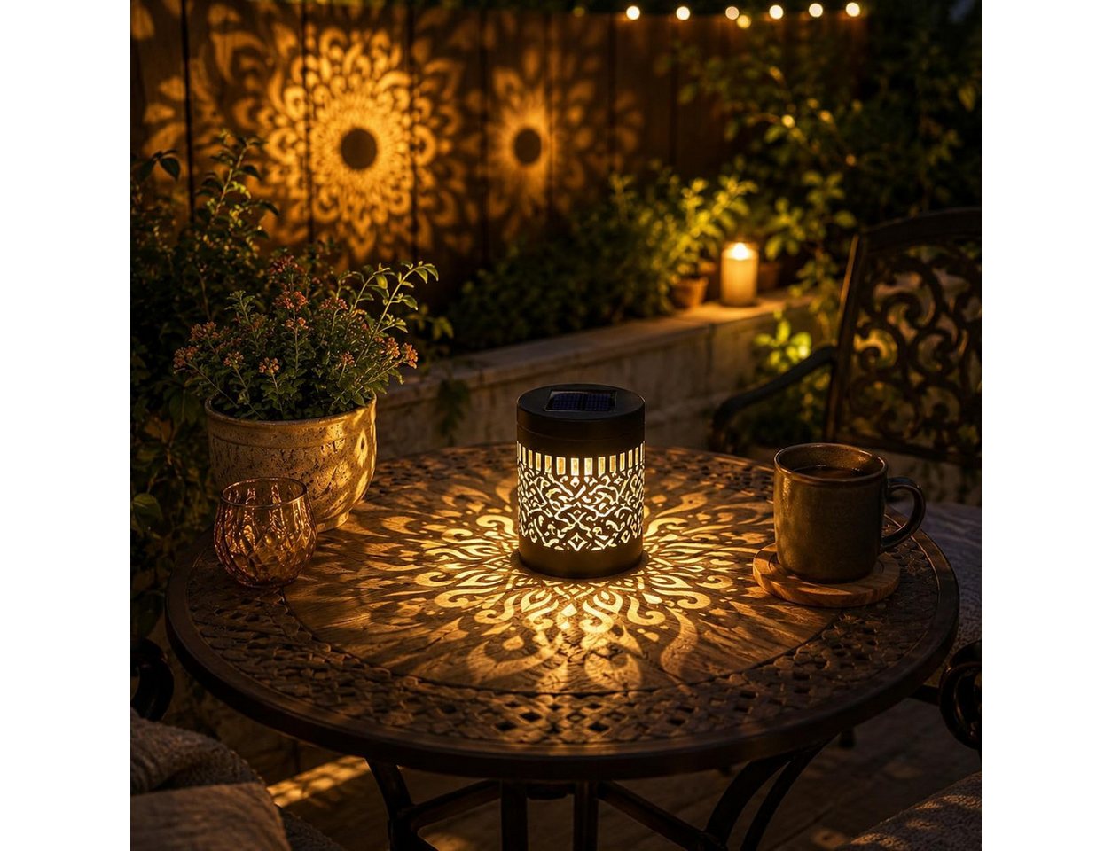 Vornix LED Solarleuchte Solarlampen für Außen,2 Stück Decorative Solar Mandala Lights, Mandala Solar Lights,Solar Wandleuchte, LED Garden Lantern Wasserdichte für Gartendeko und Terrasse