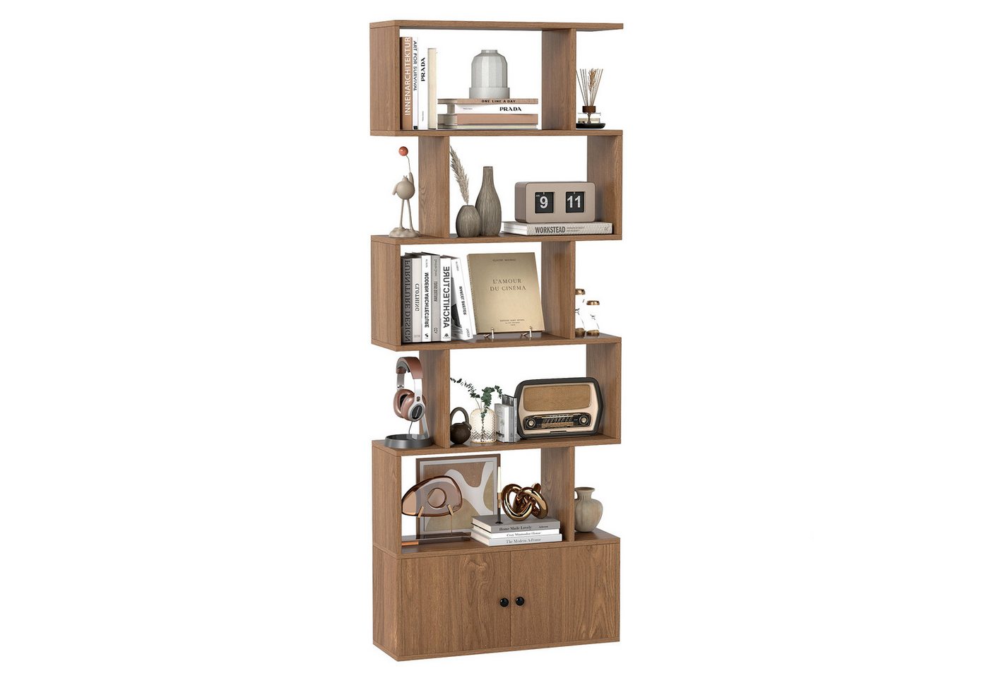 COSTWAY Bücherregal 6 Ebenen Standregal aus Holz, 183 x 70 x 23 cm Bild 4