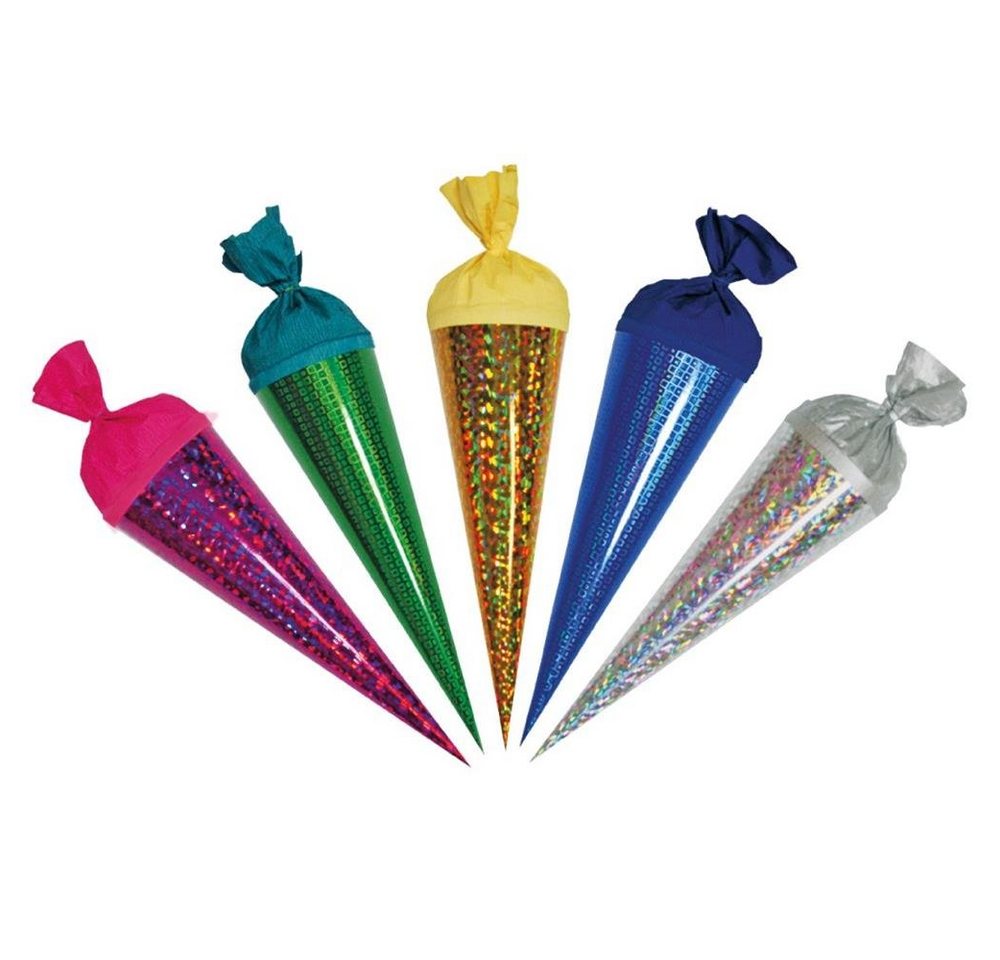 Roth Schultüte Geschenktüte 22cm, rund 5er Set Schultüte Zuckertüte Krepp-Verschluss