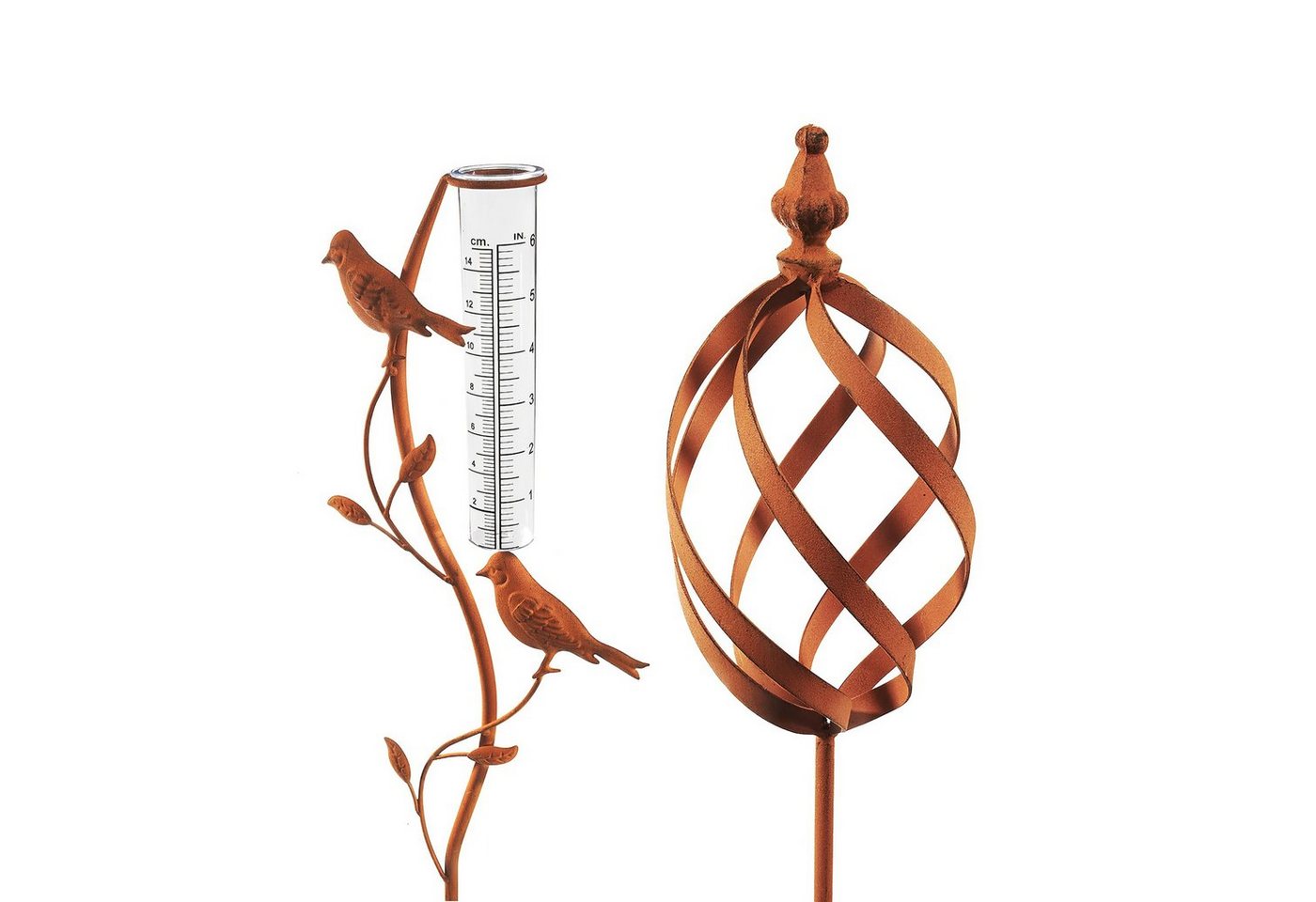 Kobolo Gartenstecker Dekostecker 2er Set RUSTY mit Niederschlagsmesser (2er Set)