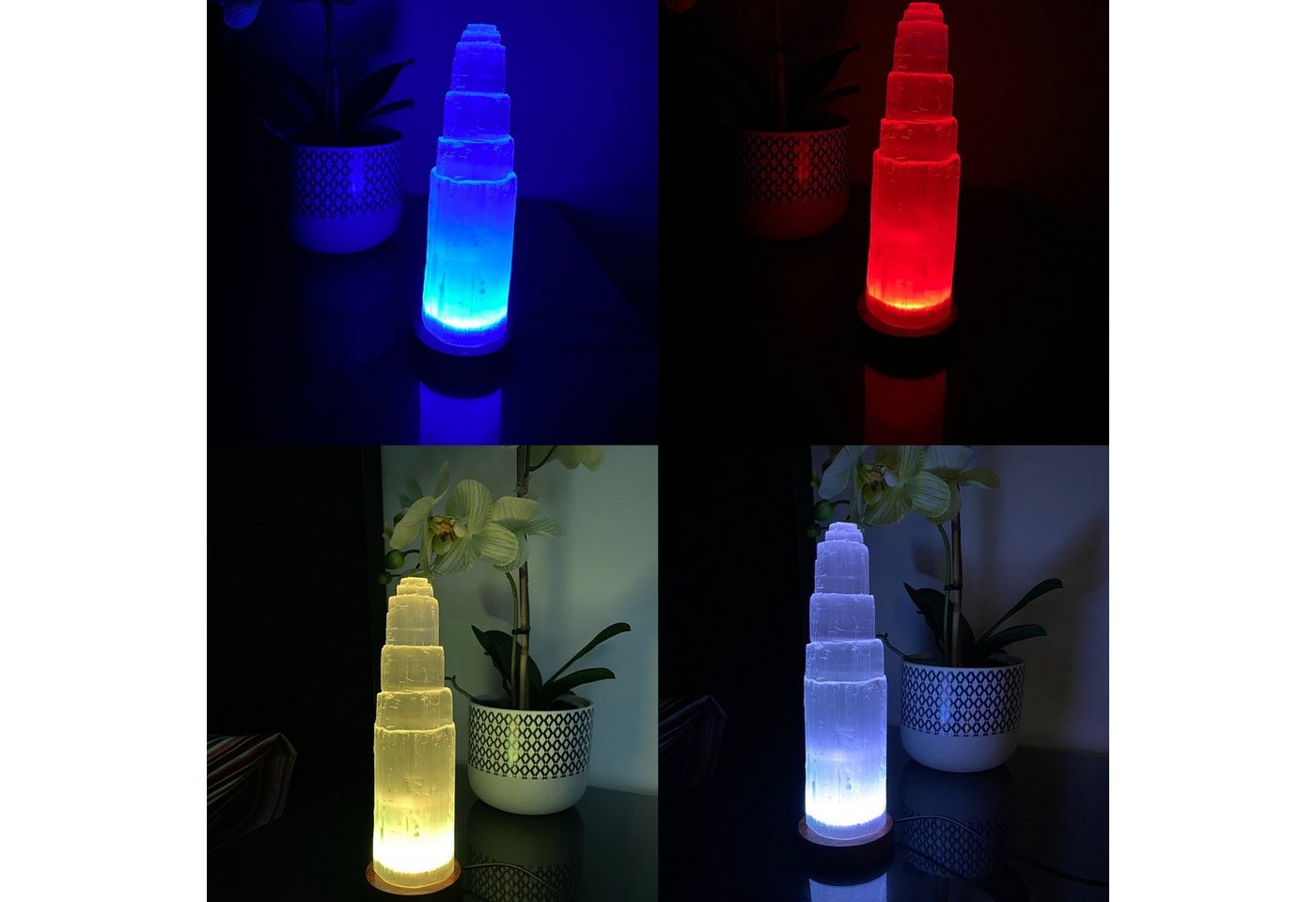 Landster LED Nachttischlampe Selenite Farbwechsel Lampe Turm lampe tischleuchte Kristall Tischlampe Bild 4