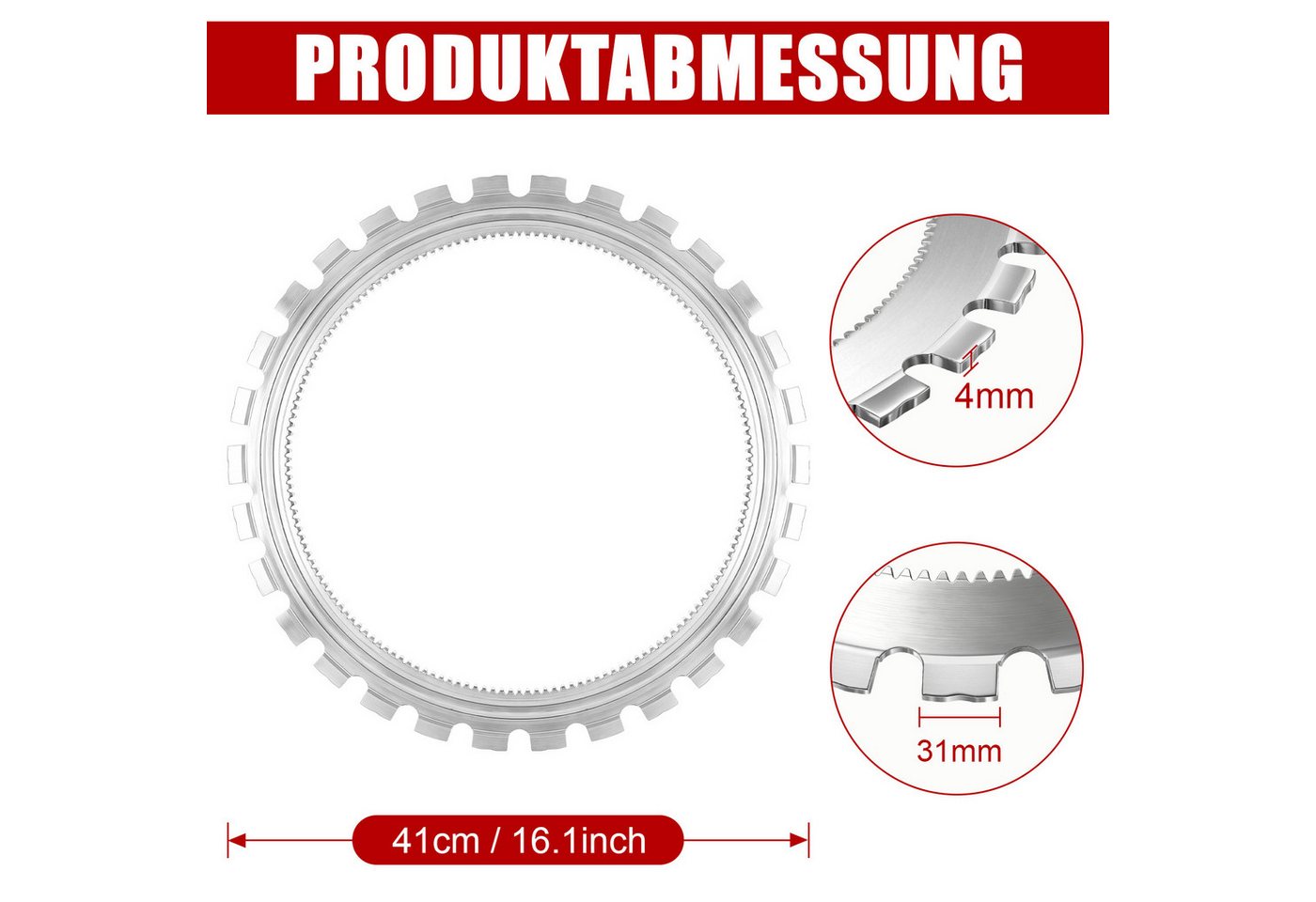 XERSEK Kreissägeblatt 410mm Betonringsägen Ersatzblatt Diamant-Ringsägeblatt für Ringsägen (300 mm Schnitttiefe, 16-Zoll Ringsägeblatt), zum Schneiden von Ziegeln, Beton und anderen harten Materialien