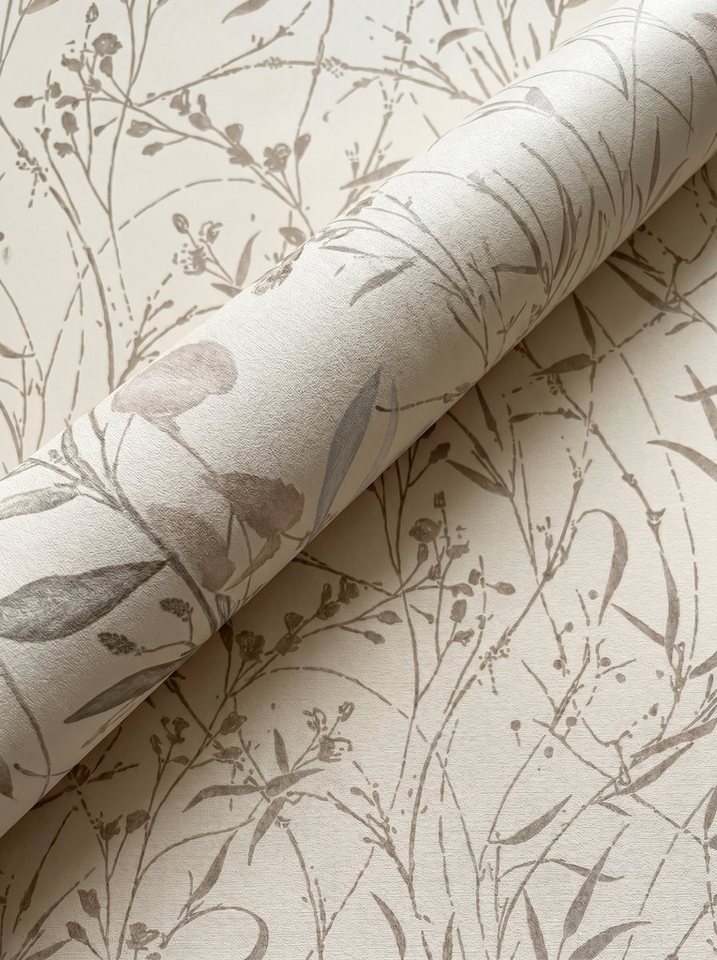 Newroom Vliestapete Novira Creme Tapete Vliestapete Blumen, Floral, Blumenranke, strukturiert, Mustertapete Bild 3