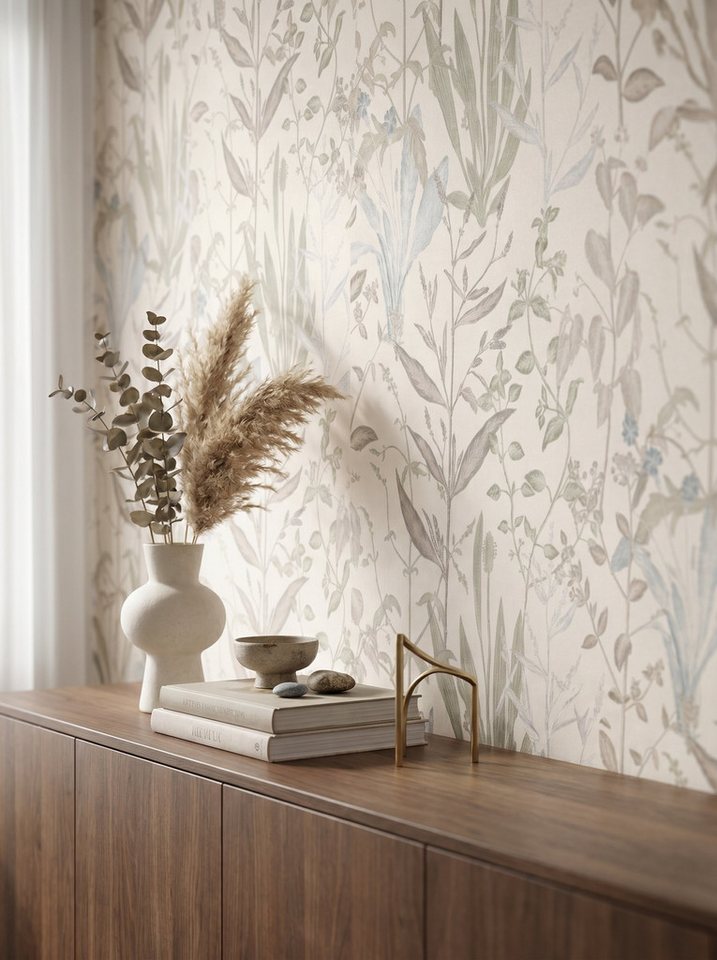 Newroom Vliestapete Novira Creme Tapete Vliestapete Blumen, Floral, Blumenranke, strukturiert, Mustertapete Bild 4