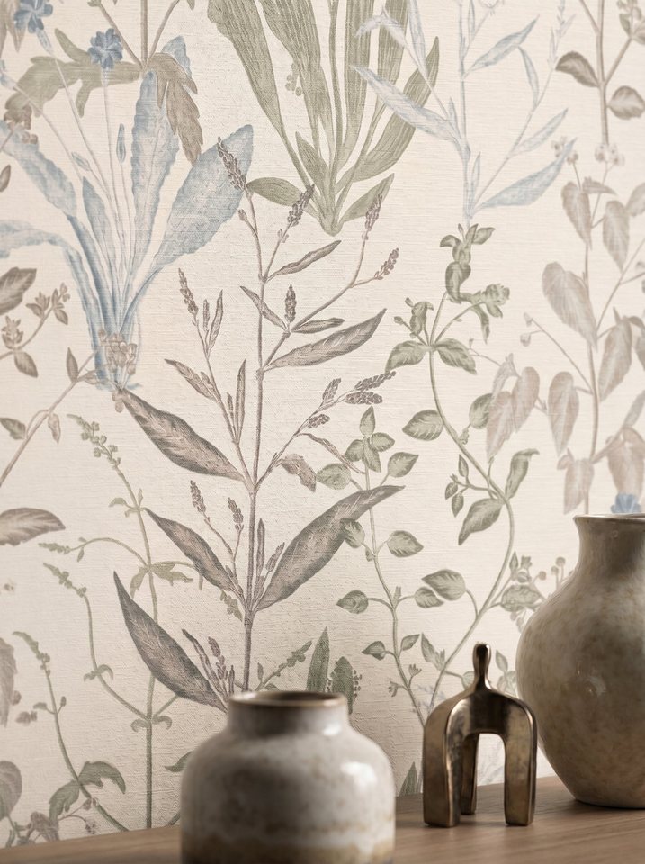 Newroom Vliestapete Novira Creme Tapete Vliestapete Blumen, Floral, Blumenranke, strukturiert, Mustertapete Bild 5
