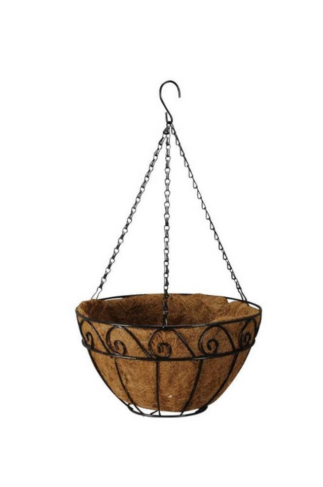 finehomegarden Pflanzschale Hängekorb aus Metall mit Kokoseinsatz – Pflanzkorb zum Aufhängen (1 St), Ø30cm H15cm inkl. 37cm Kette Blumenampel für Garten Balkon Terrasse
