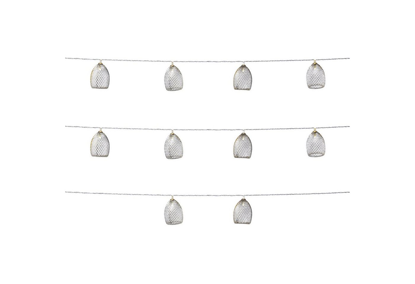 MARELIDA LED-Lichterkette LED Deko Lichterkette Glamour 10 silberne Lampenschirme 1,8m Hochzeit, 10-flammig