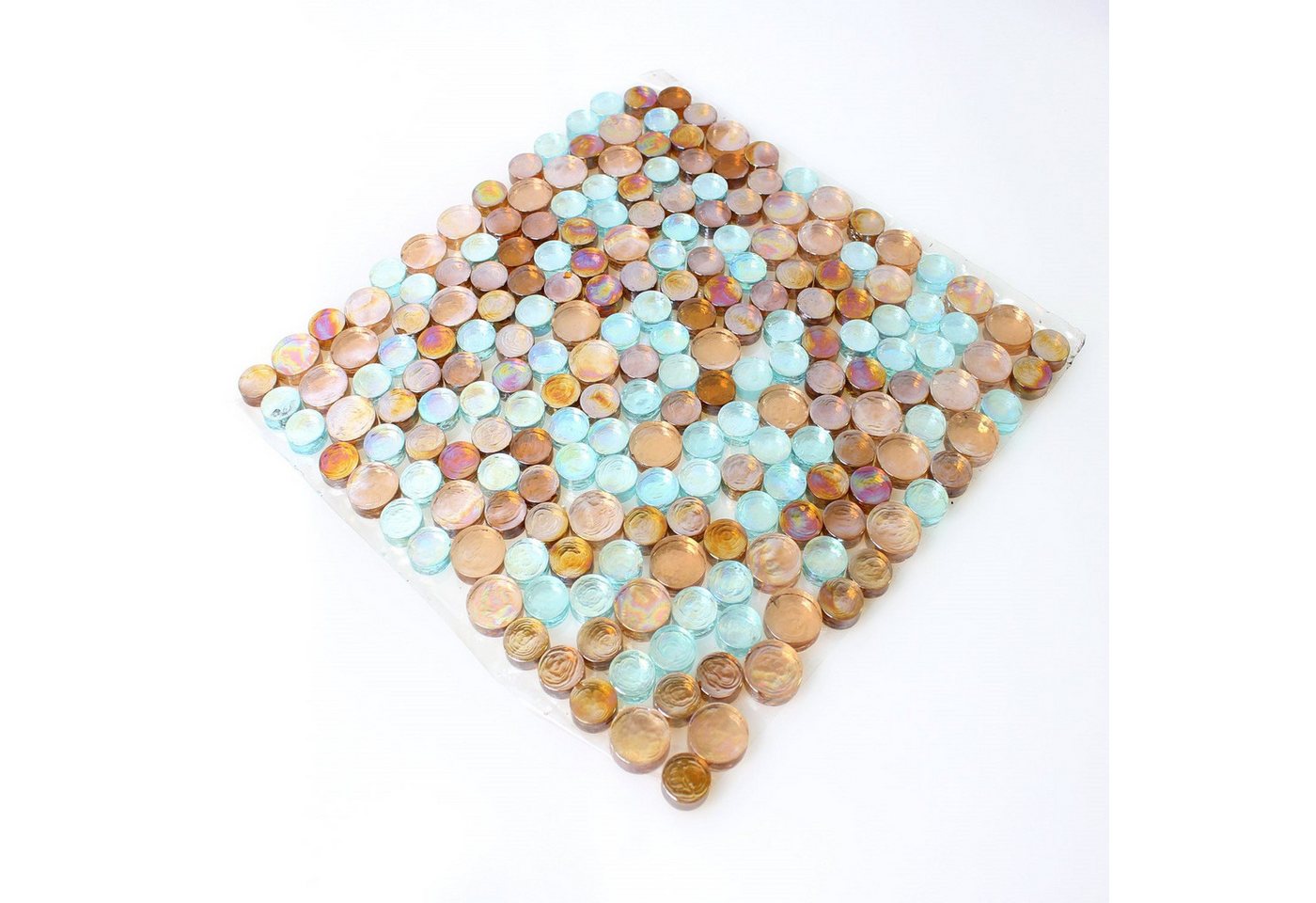 Mosafil Mosaikfliesen Glas Schwimmbad Pool Mosaikfliesen Rund Knopf Braun Türkis, Glas 30.000x30.000, braun-blau-türkis, Frostsicher - Wasserdicht - Wasserfest Bild 3