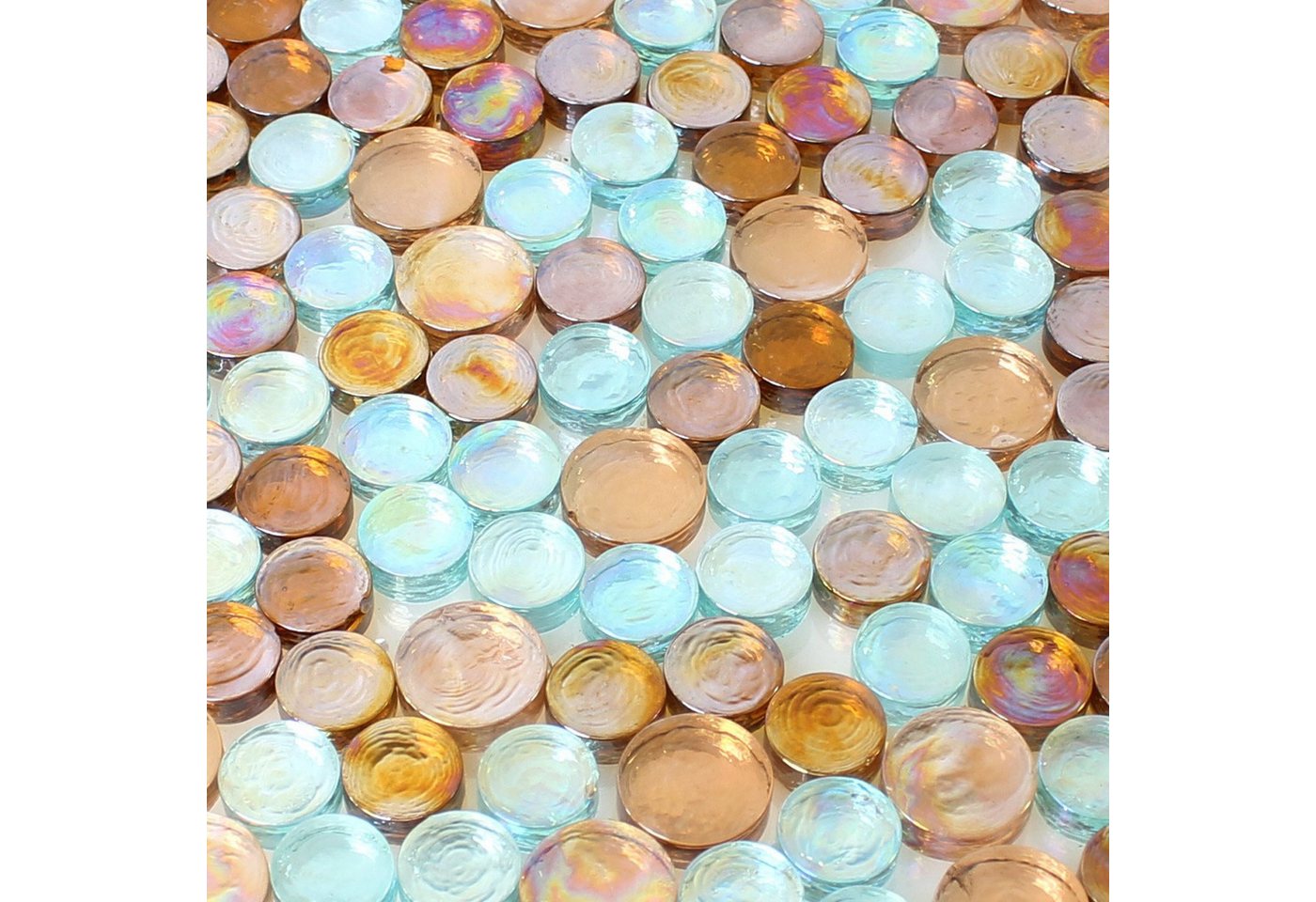 Mosafil Mosaikfliesen Glas Schwimmbad Pool Mosaikfliesen Rund Knopf Braun Türkis, Glas 30.000x30.000, braun-blau-türkis, Frostsicher - Wasserdicht - Wasserfest Bild 4