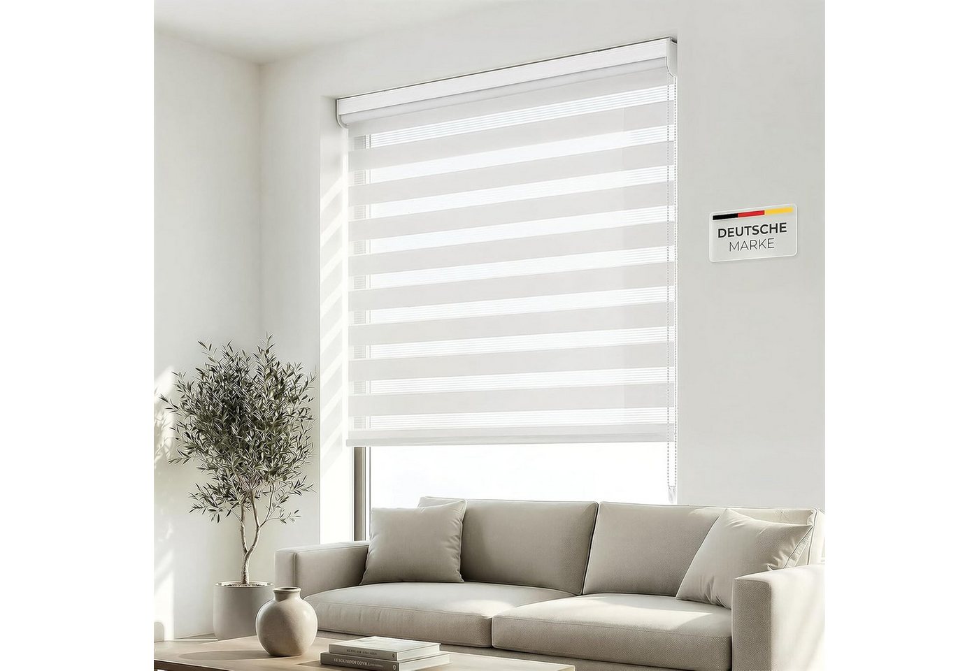 Doppelrollo Premium Doppelrollo / Duo Rollo, 90 x 175 cm, weiß, Victoria M., blickdicht, ohne Bohren, freihängend, verschraubt, Lichtdurchlässig und verdunkelnd mit Kettenzug Wand- o. Deckenmontage Bild 3