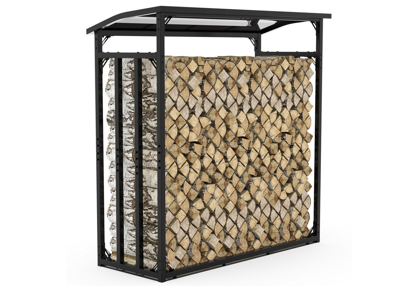 LAWA Living and Lifestyle Kaminholzregal Metall aussen Dach Holz Unterstand Abdeckplane Stapelhilfe Brennholz, BxTxH:185.00x70.00x185.00 cm, verzinkt, wetterfest Bild 3