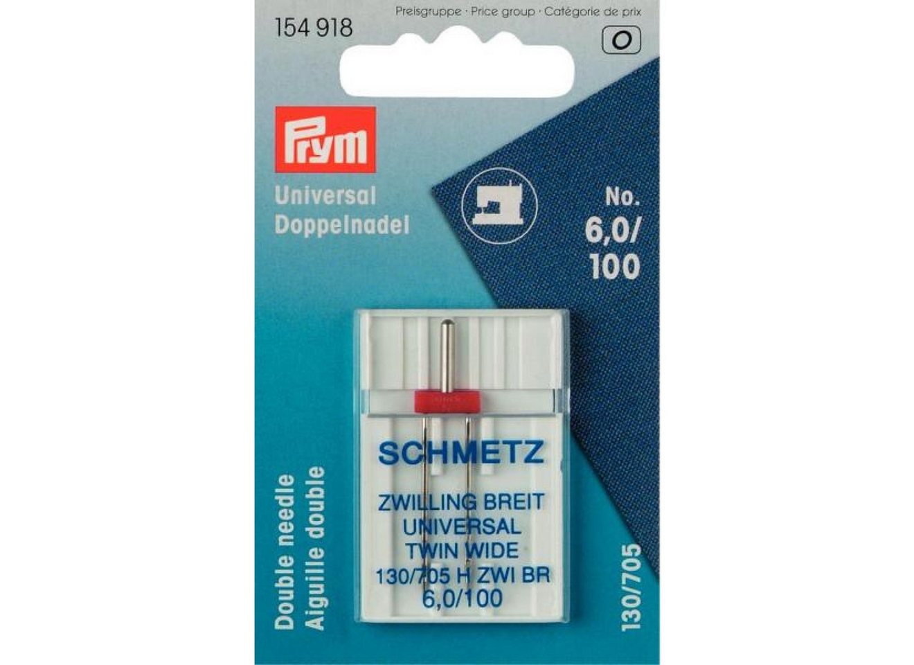 Prym Stricknadeln Doppel-Nähmaschinennadeln Stärke 100/6 mm silberfarbig
