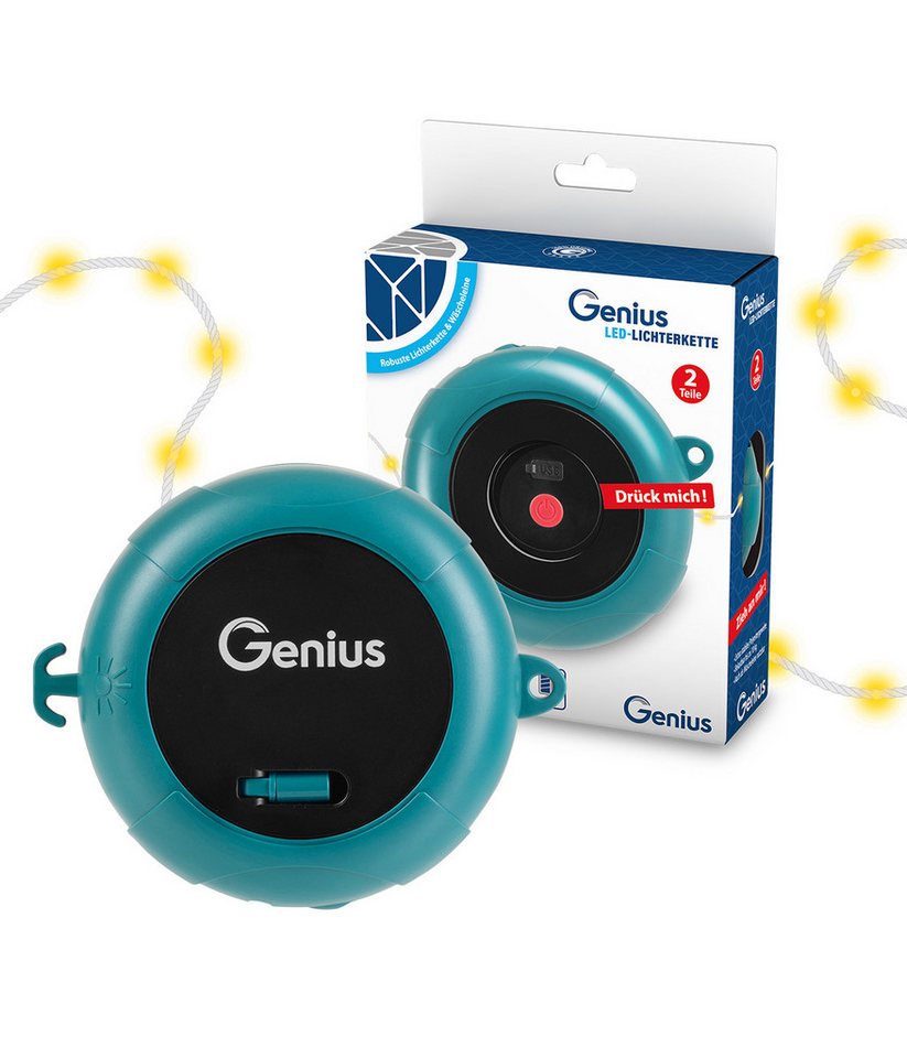 Genius LED-Lichterkette Genius Camping LED Lichterkette Akku aufrollbar 2.tlg, 4 Lichtmodi, Wetterfest (IP44) – perfekt für Outdoor & Camping Bild 3