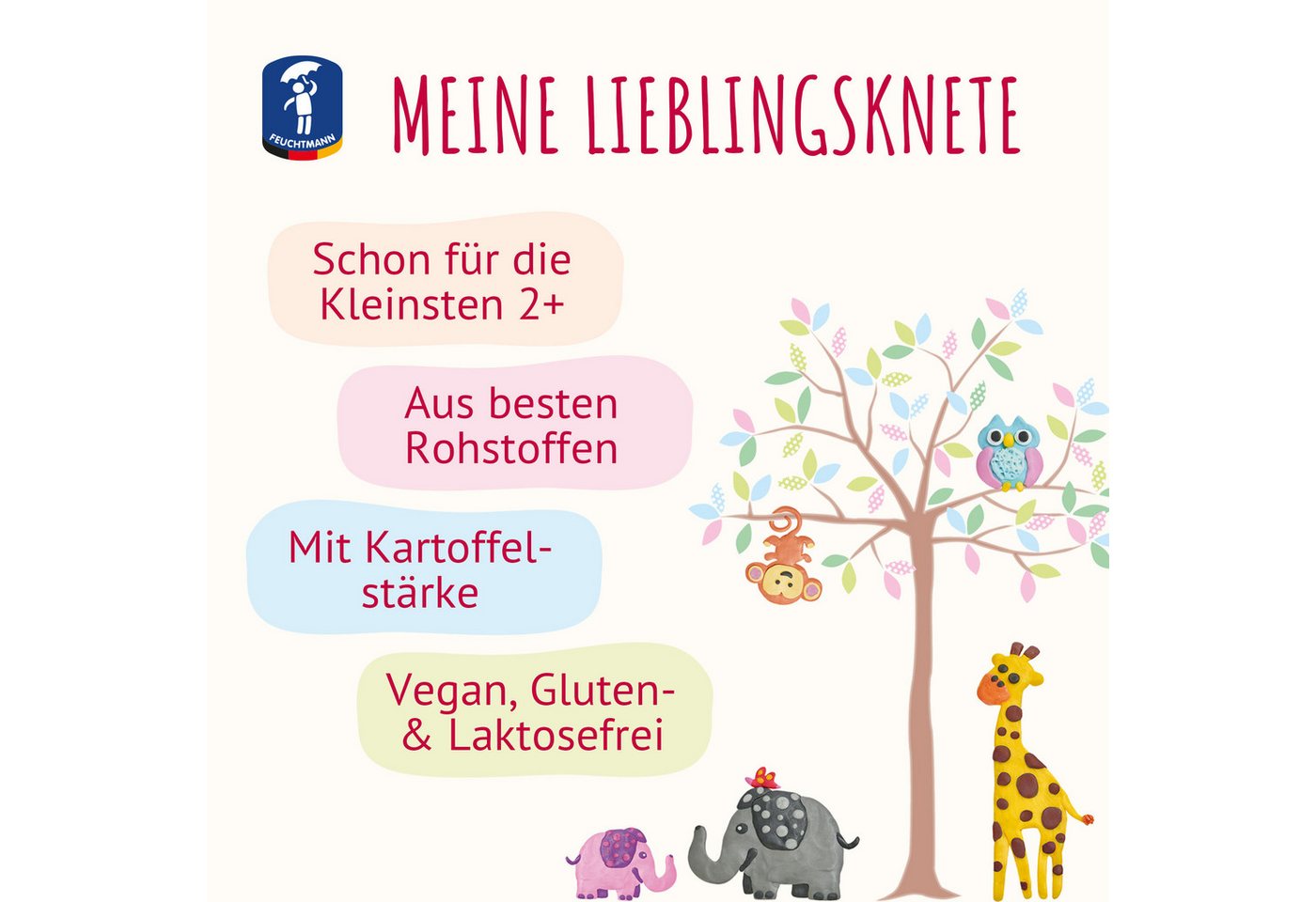 Feuchtmann Knete MEINE LIEBLINGSKNETE Basic (1-tlg), vegane glutenfreie Kinderknete ab 2 Jahren