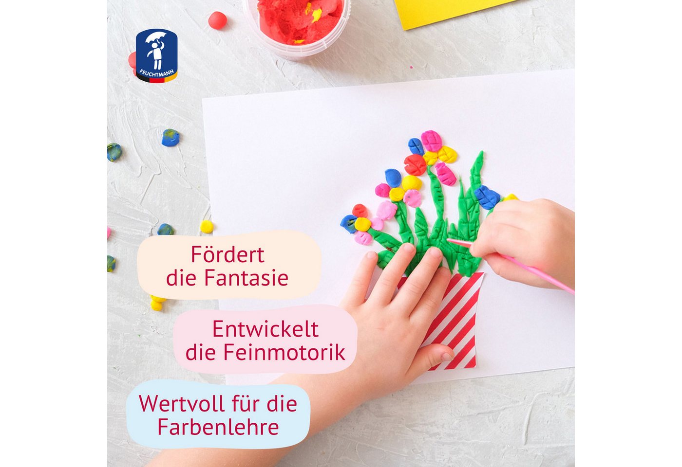 Feuchtmann Knete MEINE LIEBLINGSKNETE Basic (1-tlg), vegane glutenfreie Kinderknete ab 2 Jahren Bild 3