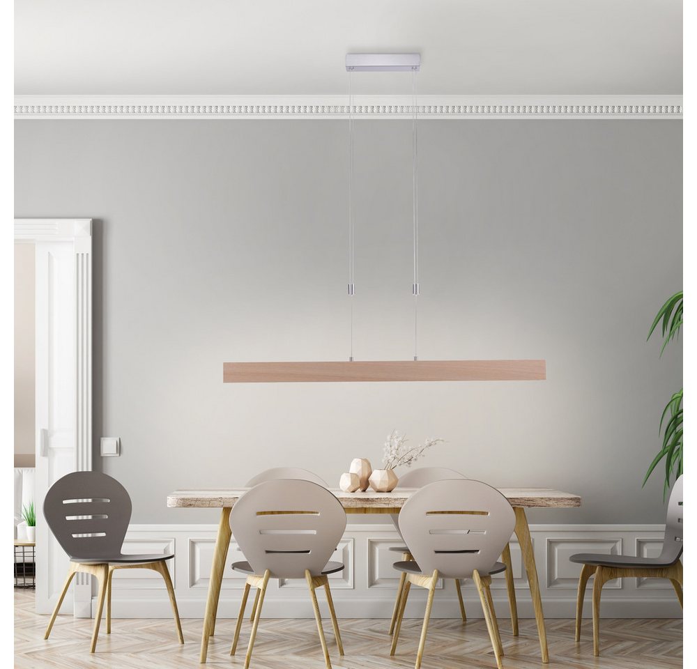 JUST LIGHT LED Pendelleuchte LED Pendelleuchte AMANDA Holz, Memoryfunktion, höhenverstellbar, 1 x LED-Board/ 30,00 Watt, stufenlos dimmbar Touchdimmer, CCT Farbwechsel
